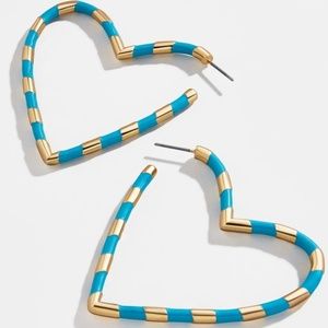 Blue and gold heart shape fashion hoop earrings